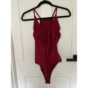 Faux suede bodysuit with Ruffles